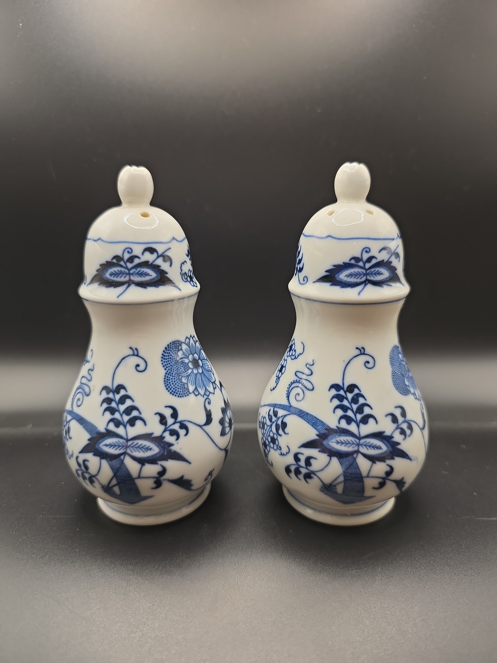 Blue Danube Floral Japanese Blue Onion Salt And Pepper Shakers- 3 & 5 Holes